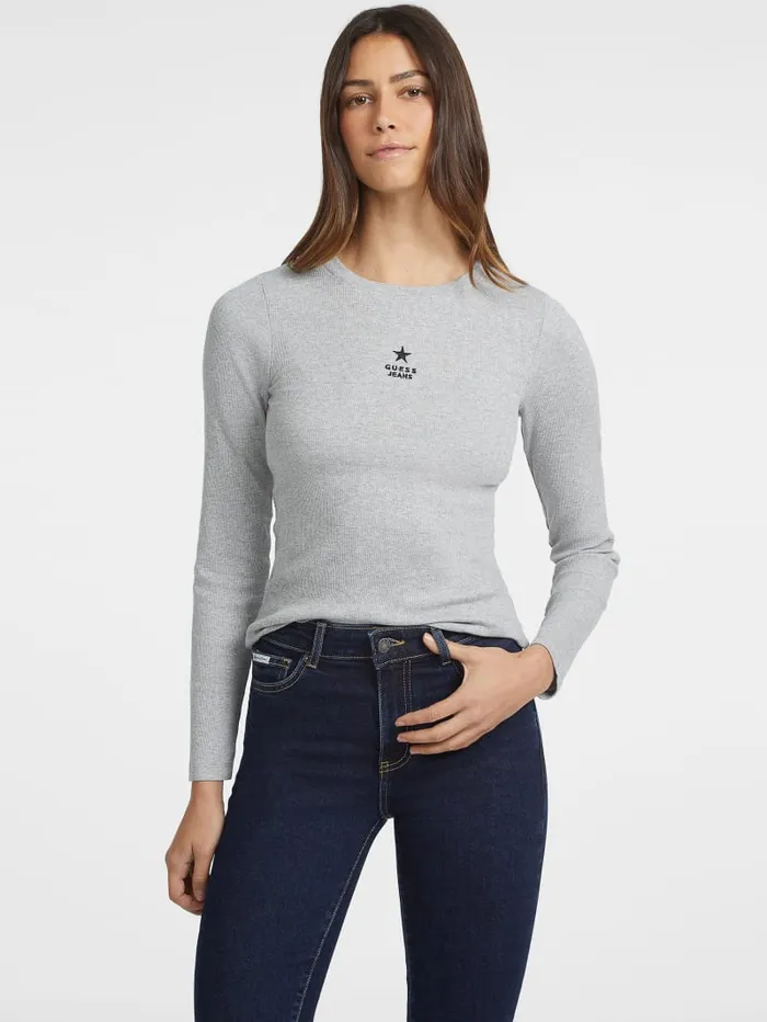 GUESS Tops Slim RibKnit Star Tee Black 8211 Women