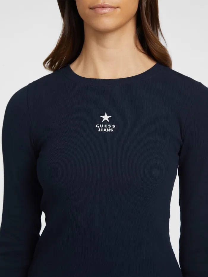GUESS Tops Slim RibKnit Star Tee Black 8211 Women