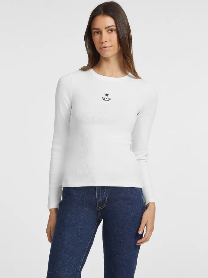 GUESS Tops Slim RibKnit Star Tee Black 8211 Women