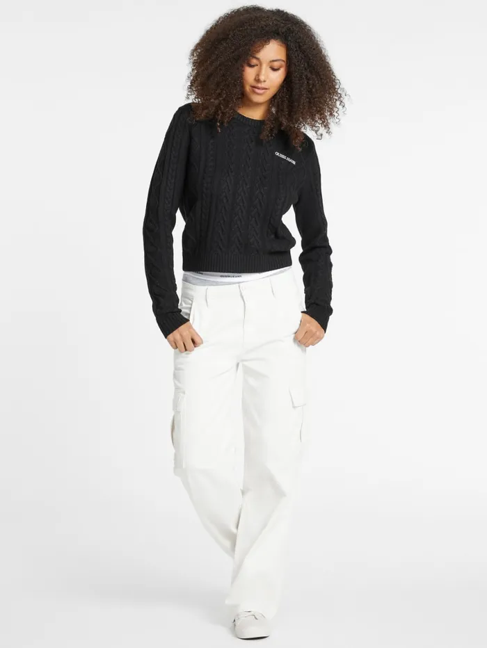 GUESS Tops WoolBlend CableKnit Sweater Black 8211 Women