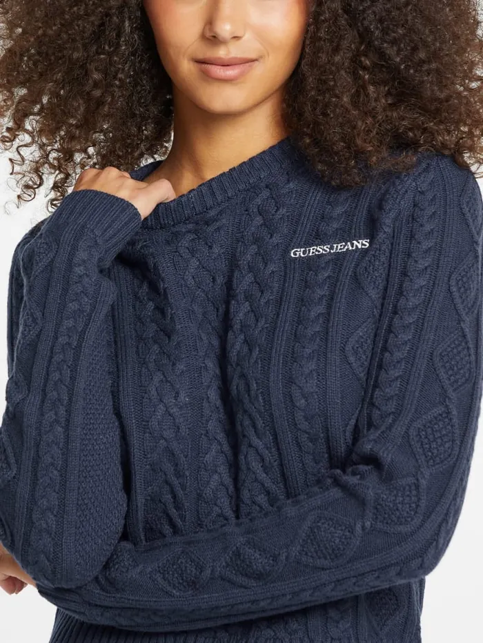 GUESS Tops WoolBlend CableKnit Sweater Black 8211 Women