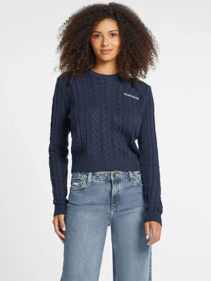 GUESS Tops WoolBlend CableKnit Sweater Black 8211 Women