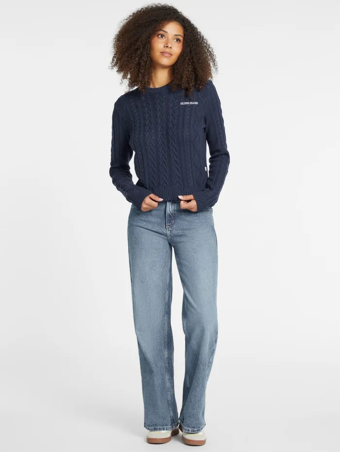 GUESS Tops WoolBlend CableKnit Sweater Black 8211 Women