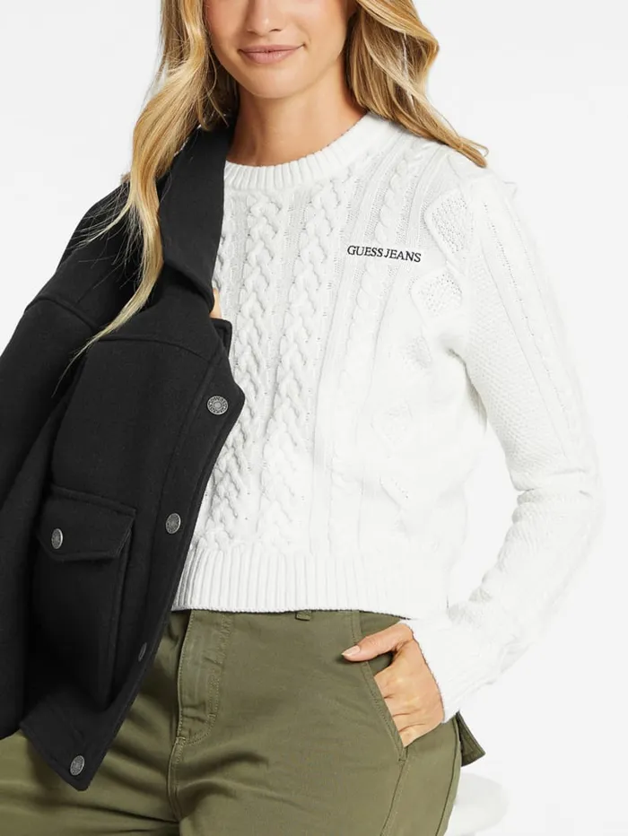 GUESS Tops WoolBlend CableKnit Sweater Black 8211 Women