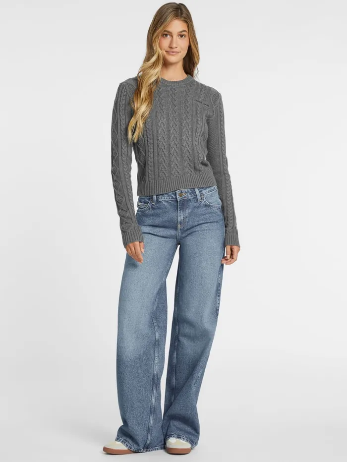 GUESS Tops WoolBlend CableKnit Sweater Black 8211 Women