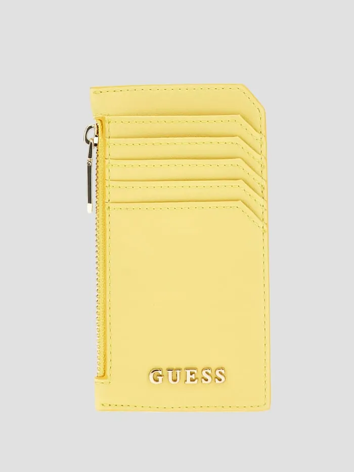 GUESS Wallets FauxLeather Zip Card Holder Yellow 8211 Unisex