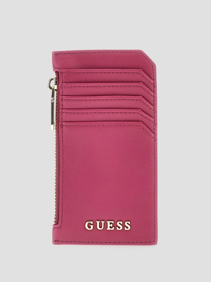 GUESS Wallets FauxLeather Zip Card Holder Yellow 8211 Unisex