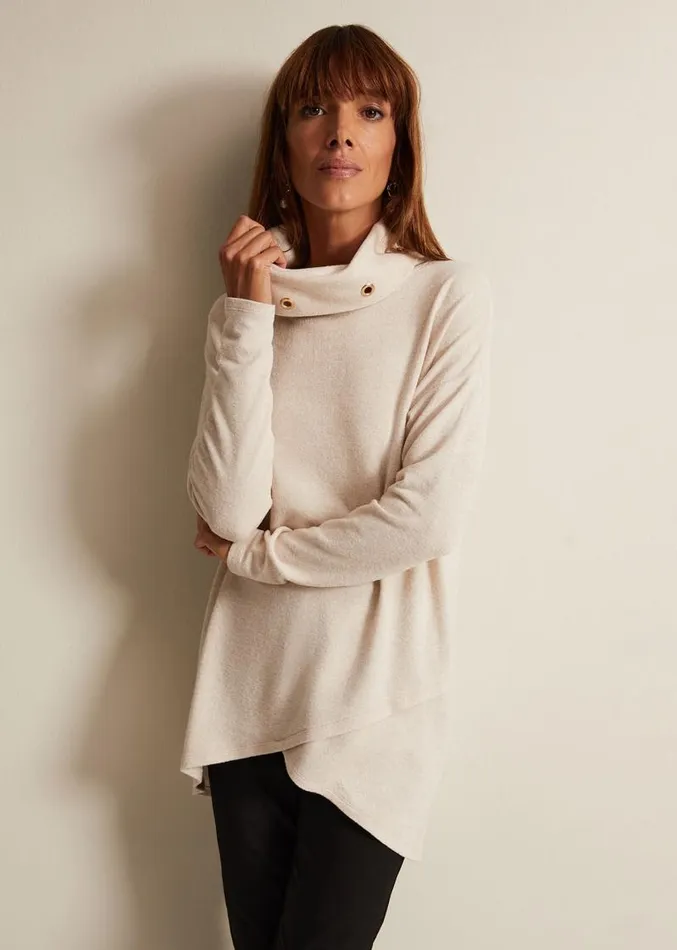 Gwen Eyelet Snuggle Top Oatmeal Women Phase Eight Tops and TShirts