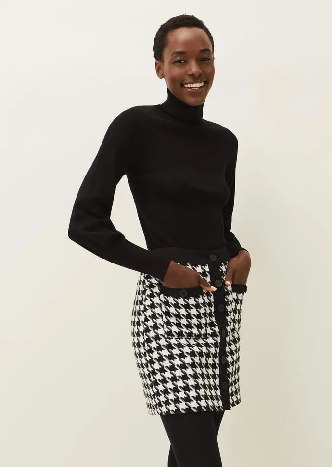 Gwyneth Balloon Sleeve Fine Knit Jumper Black Women Phase Eight Knitwear