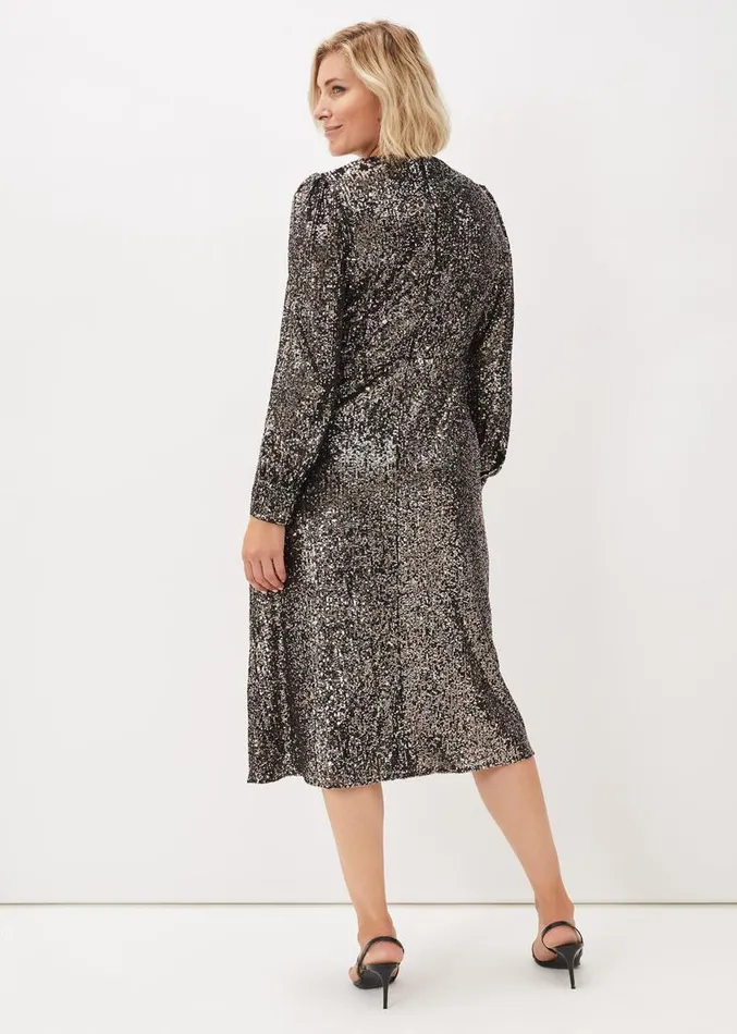 Haisley Sequin Sleeved Dress Bronze Women Phase Eight Dresses