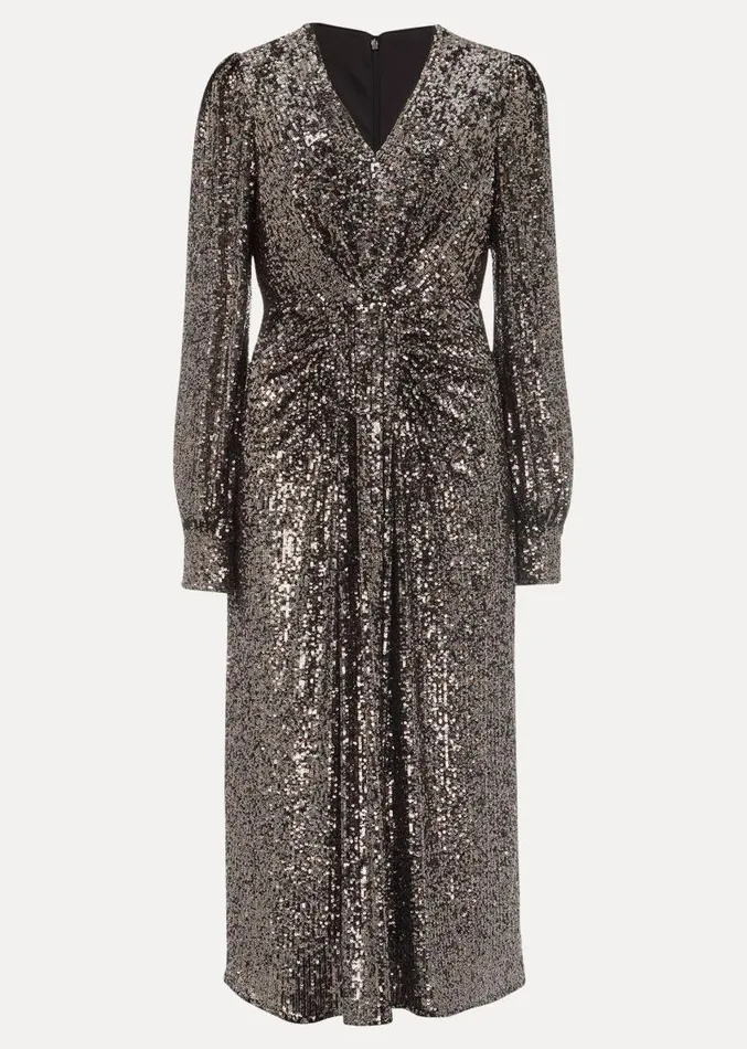 Haisley Sequin Sleeved Dress Bronze Women Phase Eight Dresses