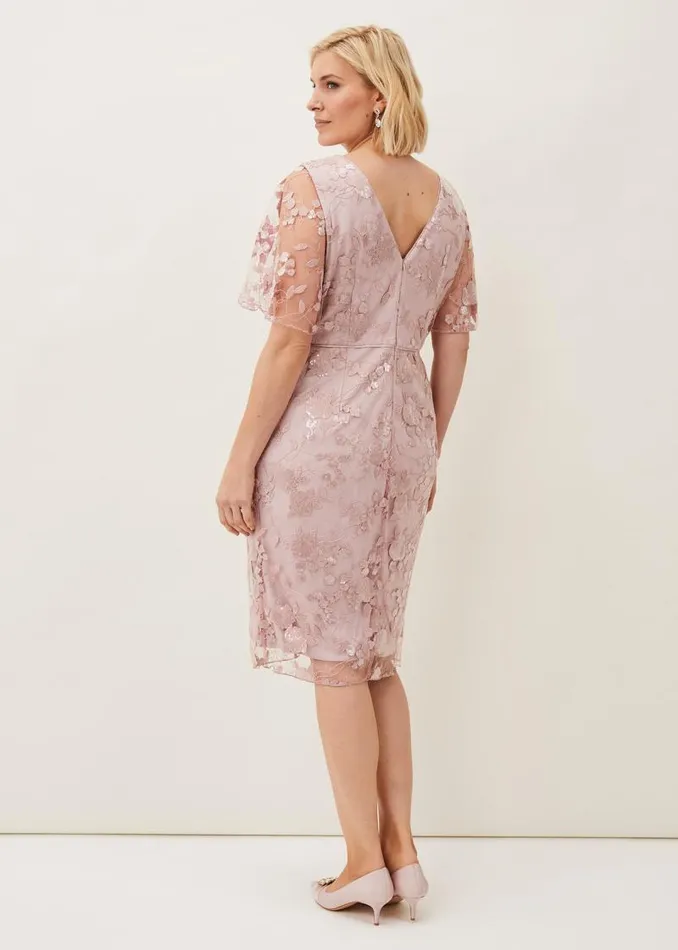 Harlow Sequin Lace Dress Dusty Rose Women Phase Eight Dresses