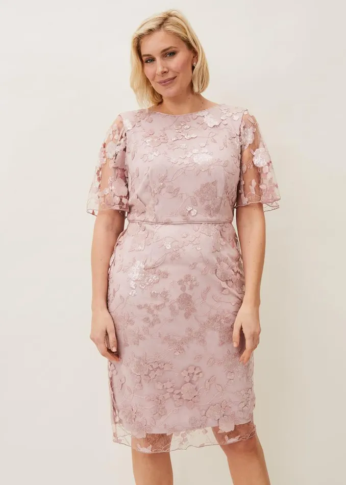 Harlow Sequin Lace Dress Dusty Rose Women Phase Eight Dresses