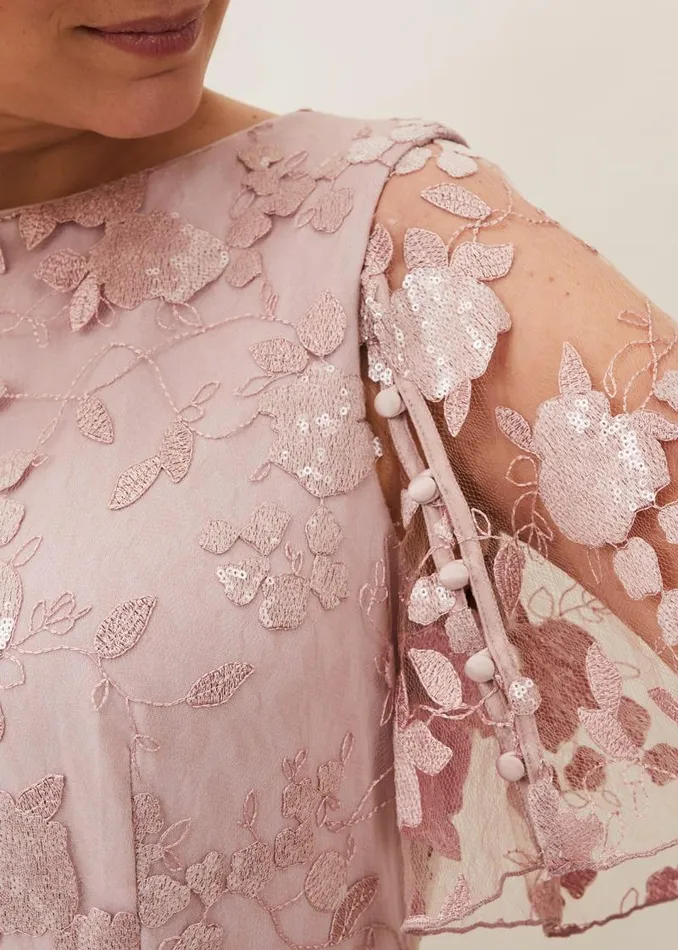 Harlow Sequin Lace Dress Dusty Rose Women Phase Eight Dresses