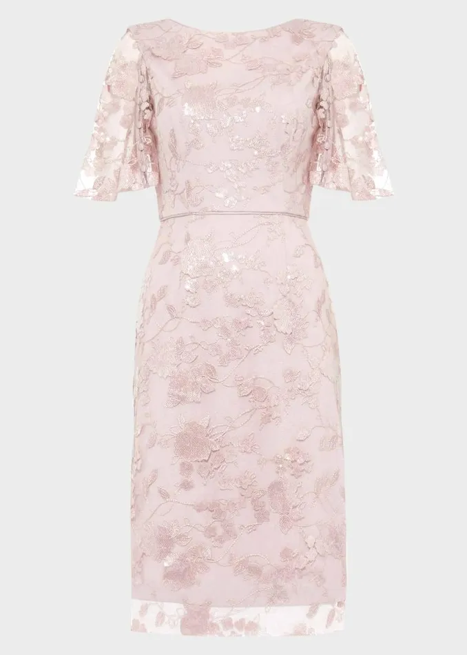 Harlow Sequin Lace Dress Dusty Rose Women Phase Eight Dresses