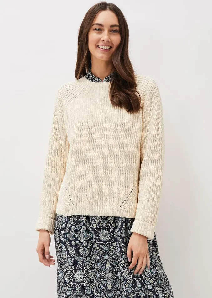 Harriet Open Stitch Knit Jumper Ivory Women Phase Eight Knitwear