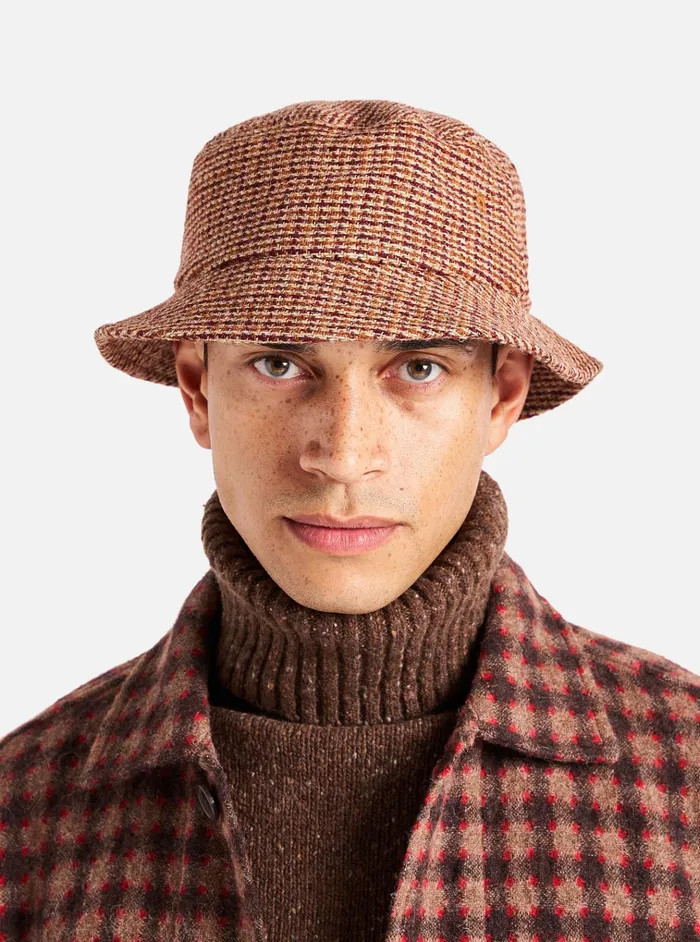Hats Men Universal Works Universal Works Lewis Hat In Rust Harris Tweed Plaid
