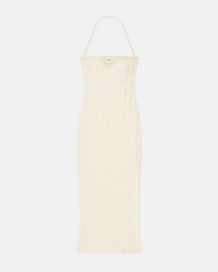 Haylen Seersucker Tech Linen Midi Dress Creme Women Nanushka Dresses