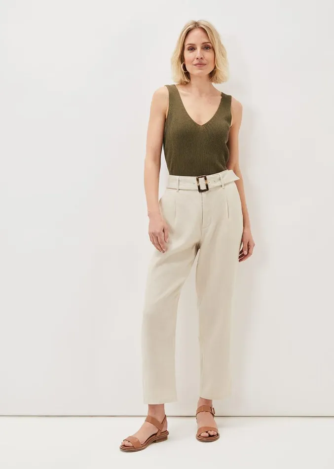Hazel Linen Tapered Trousers Stone Women Phase Eight Trousers