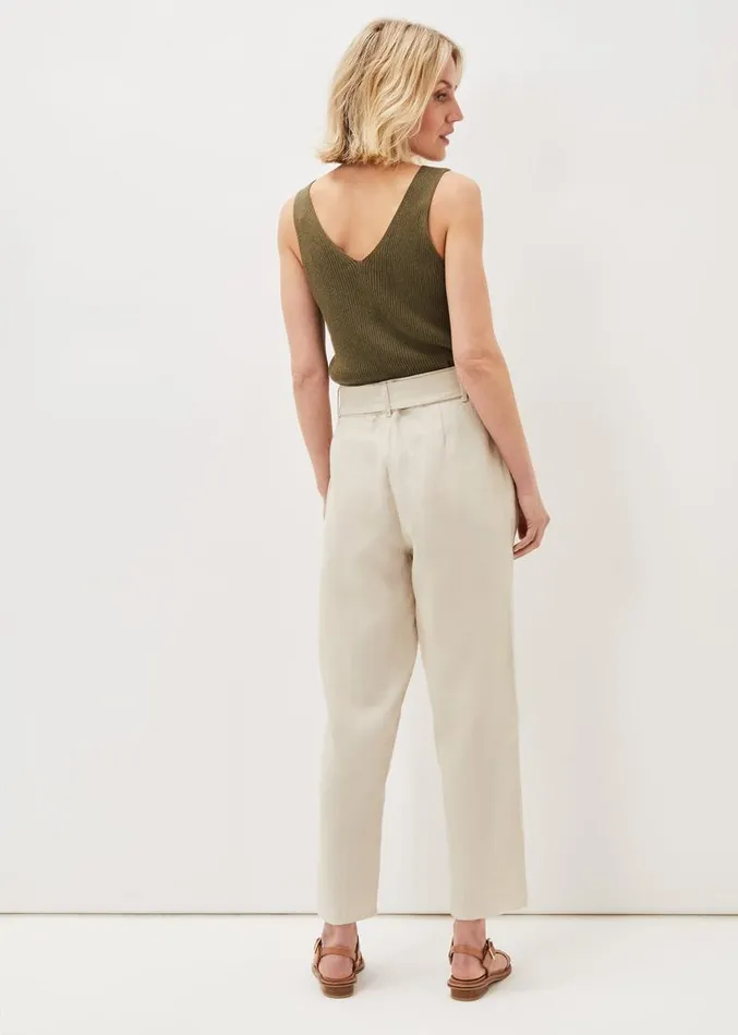Hazel Linen Tapered Trousers Stone Women Phase Eight Trousers