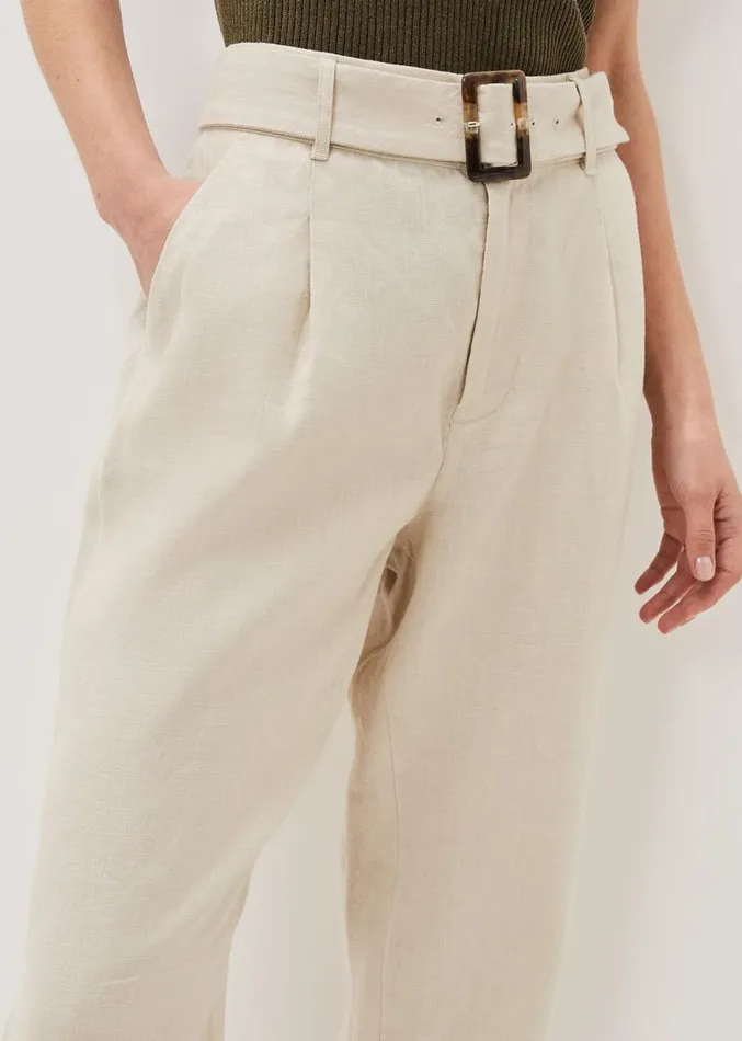 Hazel Linen Tapered Trousers Stone Women Phase Eight Trousers