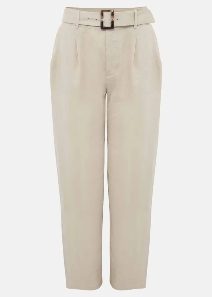 Hazel Linen Tapered Trousers Stone Women Phase Eight Trousers