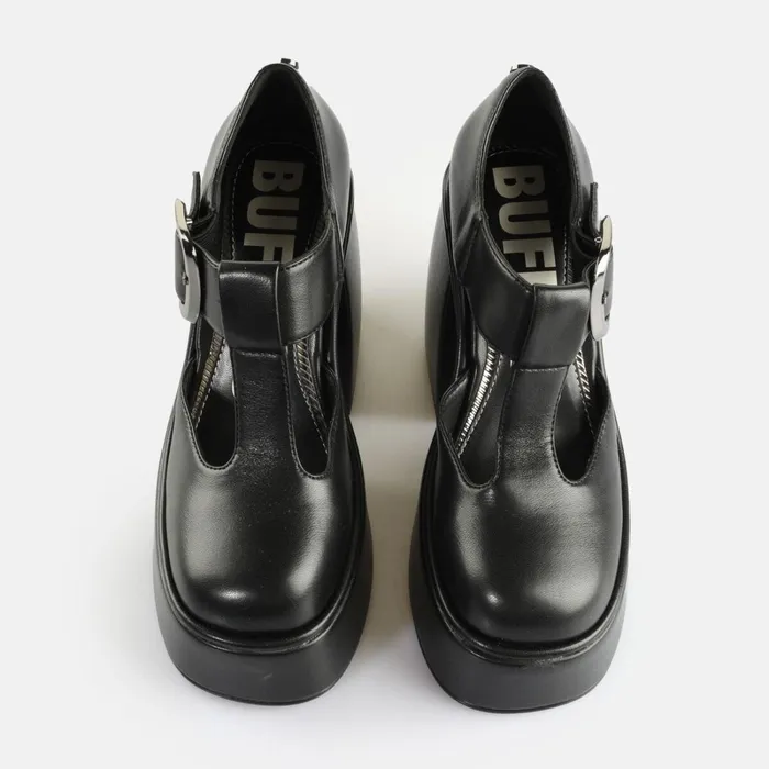Heart Jane Black Buffalo Heels