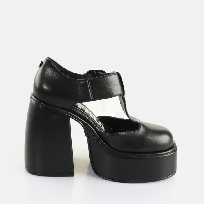 Heart Jane Black Buffalo Heels