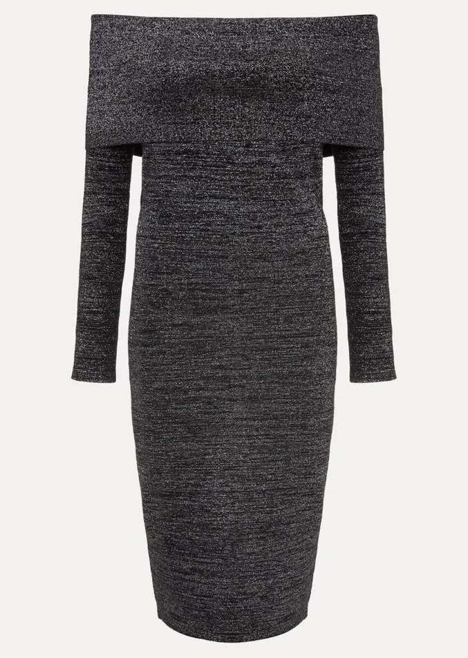 Heidi Knitted Bardot Dress Blacksilver Women Phase Eight Dresses