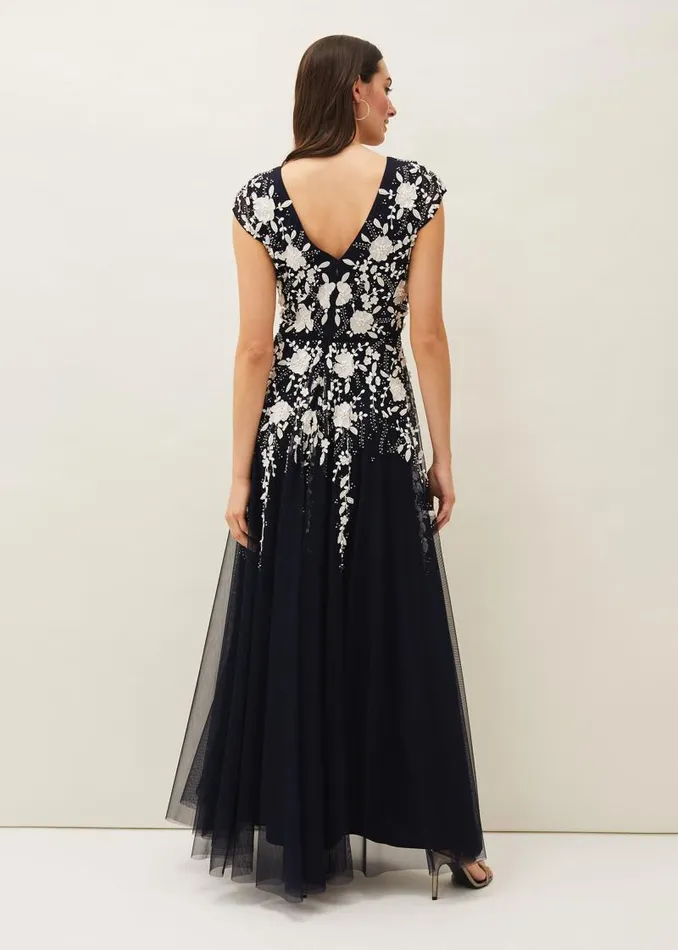 Henriette Embellished Maxi Dress Navyivory Women Phase Eight Dresses
