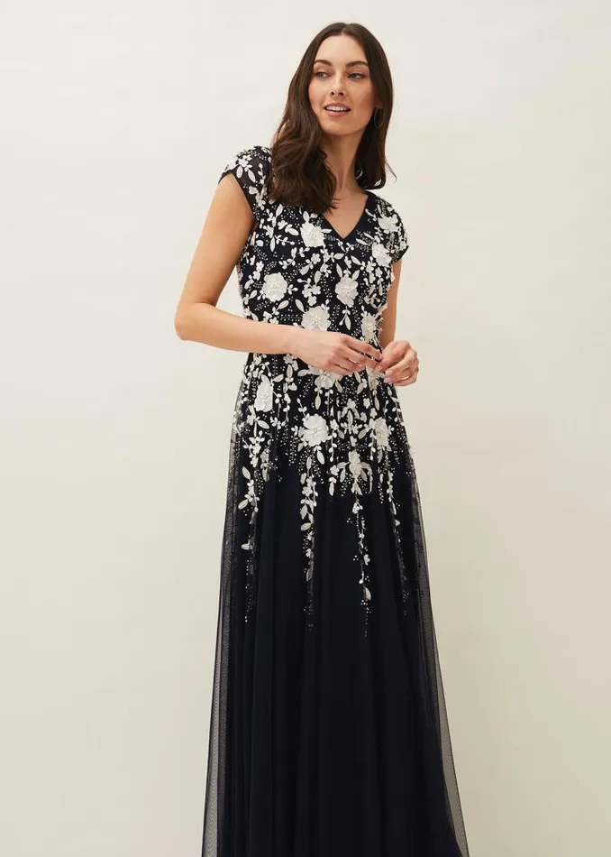 Henriette Embellished Maxi Dress Navyivory Women Phase Eight Dresses