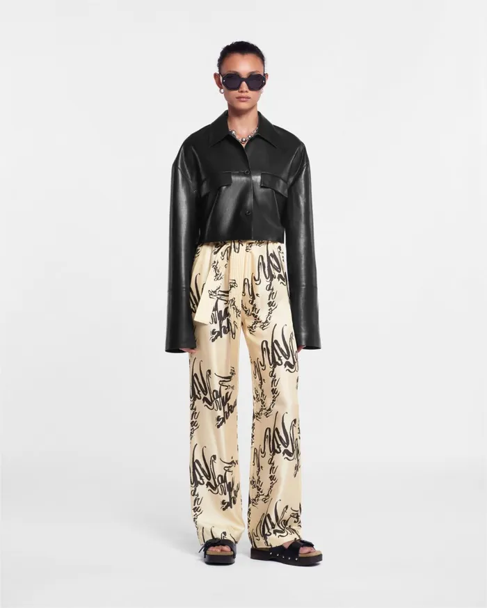 Holleen Cropped Okobor AltLeather Shirt Black Women Nanushka Tops