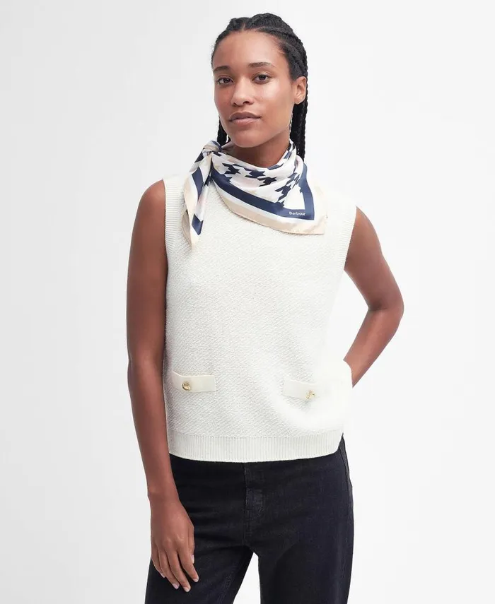 Houndstooth Square Scarf Primrose Hessian Women Barbour Scarves and Wraps
