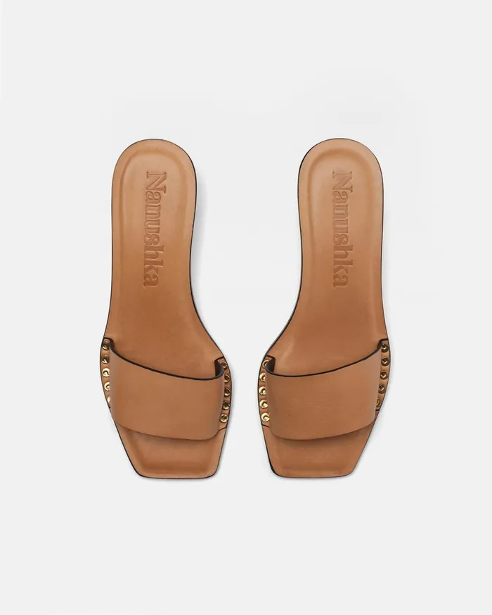 Ibiron Leather Sandals Natural Tan Women Nanushka Shoes