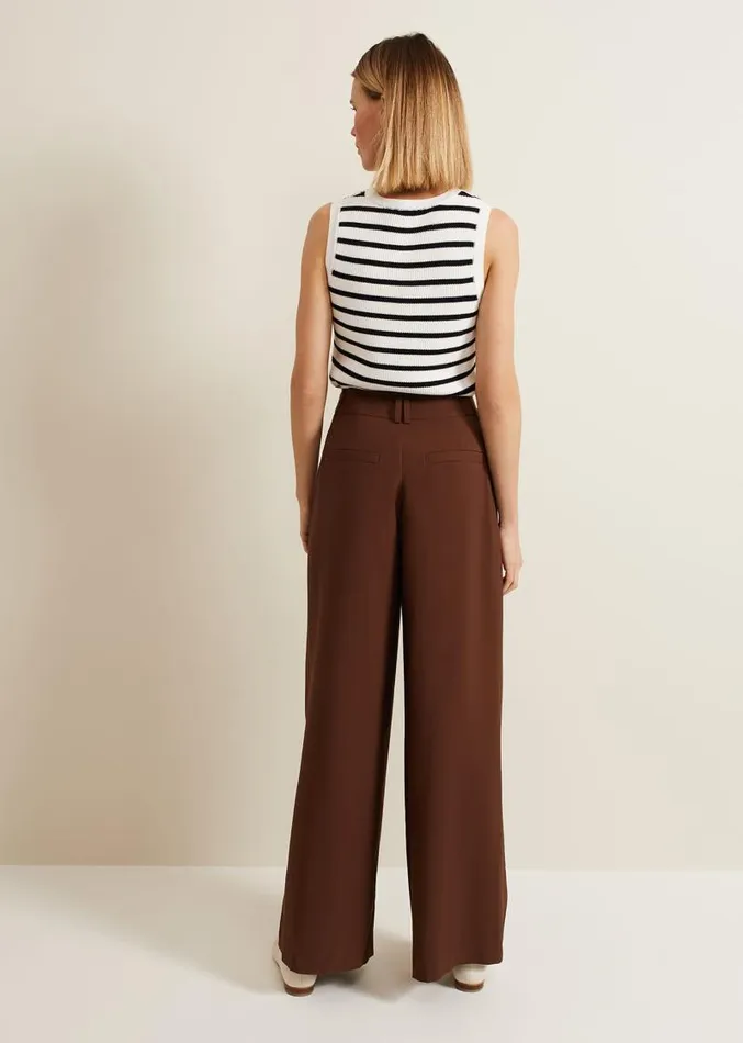 Indiyah Pleated Wide Leg Trousers Brown Women Phase Eight Trousers
