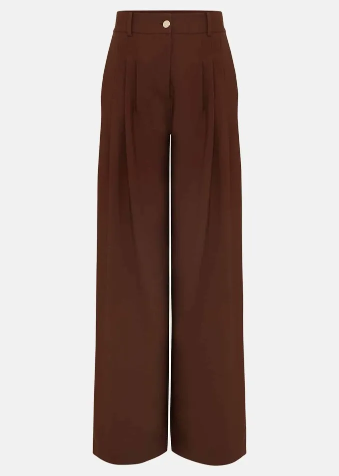 Indiyah Pleated Wide Leg Trousers Brown Women Phase Eight Trousers