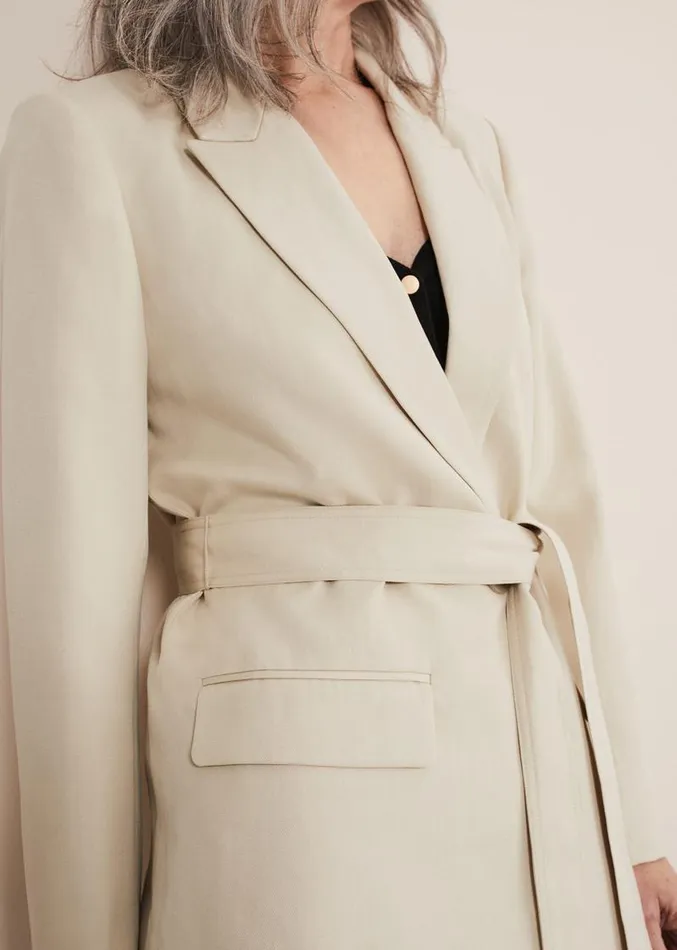 Inessa Linen Belted Blazer Stone Women Phase Eight Jackets