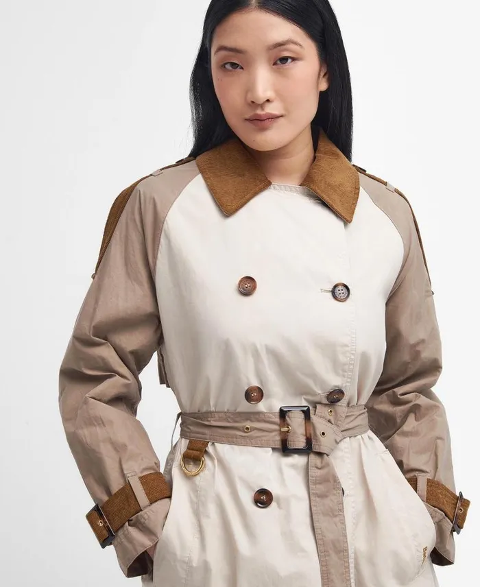 Ingleby Showerproof Trench Coat Oatmealsummer Navy Northumberland Women Barbour Trench Coats