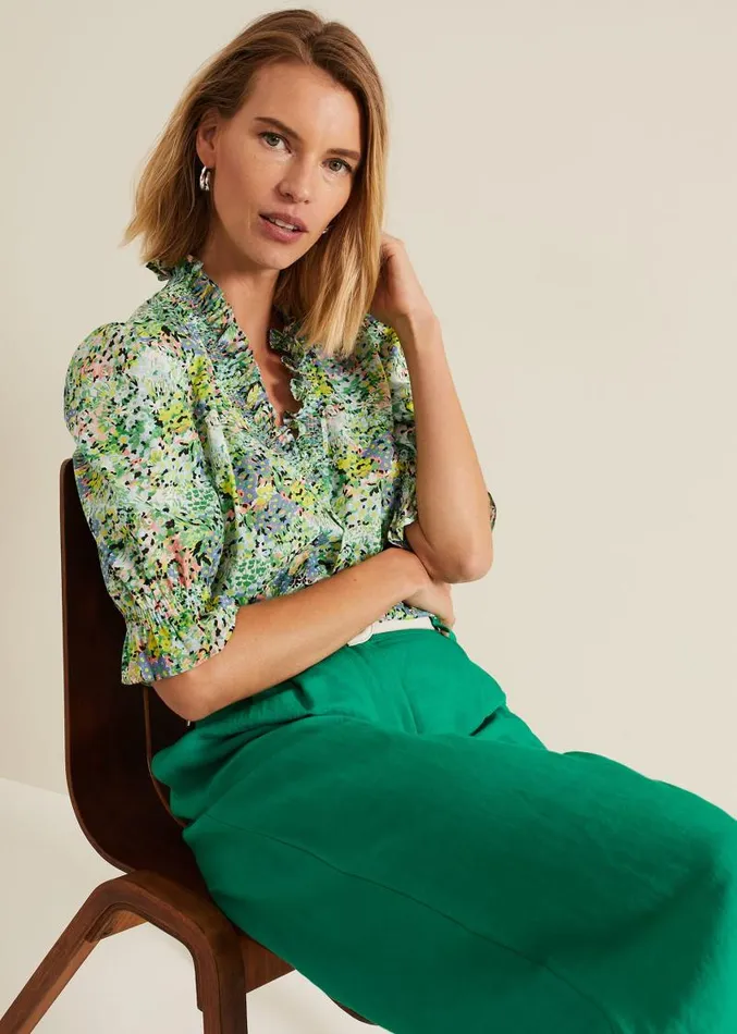 Izara Printed Blouse Multicoloured Women Phase Eight Shirts and Blouses