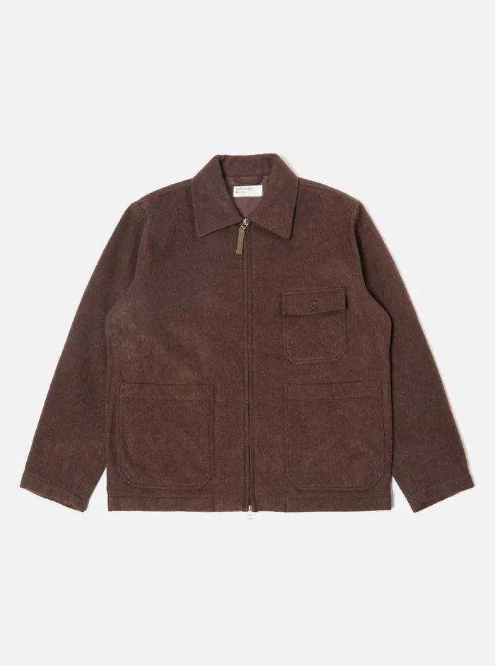 Jackets Men Universal Works Universal Works Gower Jacket In Brown Melange Melton