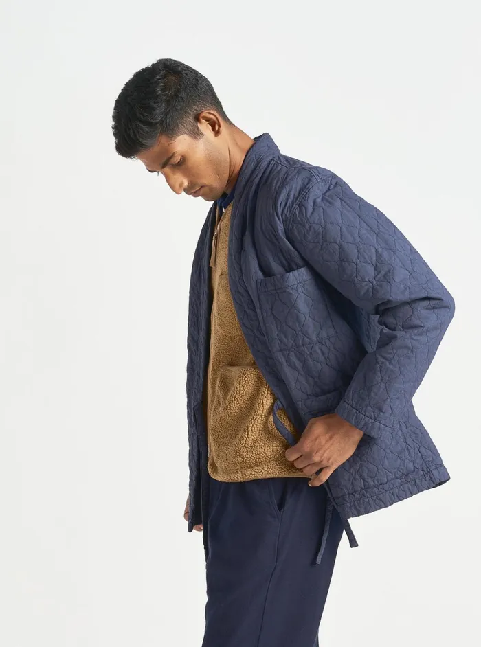 Jackets Men Universal Works Universal Works Kyoto Work Jacket In Dark Navy Quilt Cotton