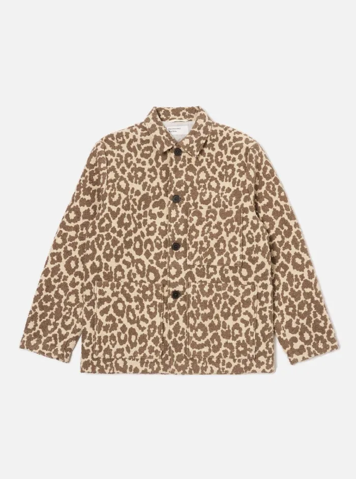 Jackets Men Universal Works Universal Works Simple Bakers Jacket In Natural Crazy Leopard Jackets Men Universal Works Universal Works Simple Bakers Jacket In Natural Crazy Leopard