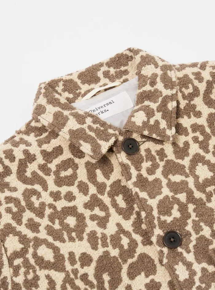 Jackets Men Universal Works Universal Works Simple Bakers Jacket In Natural Crazy Leopard