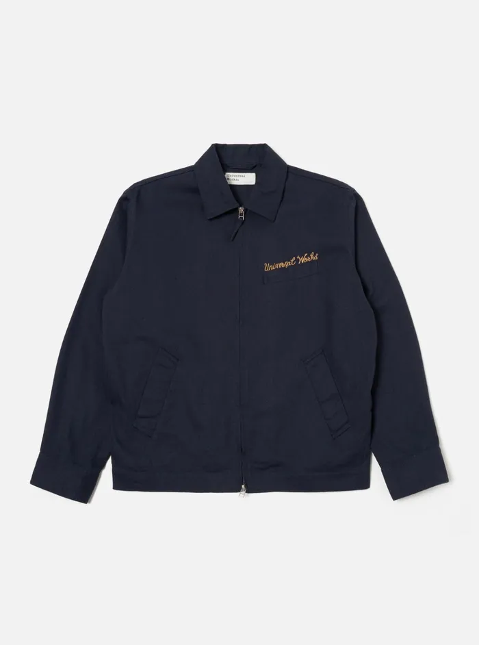 Jackets Men Universal Works Universal Works Windcheater In Navy Embroidered Works Twill Jackets Men Universal Works Universal Works Windcheater In Navy Embroidered Works Twill