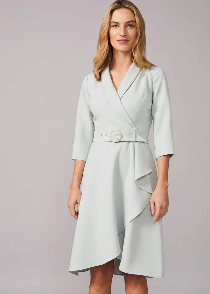 Jaiden Belted Flared Dress Eau De Nil Women Phase Eight Dresses