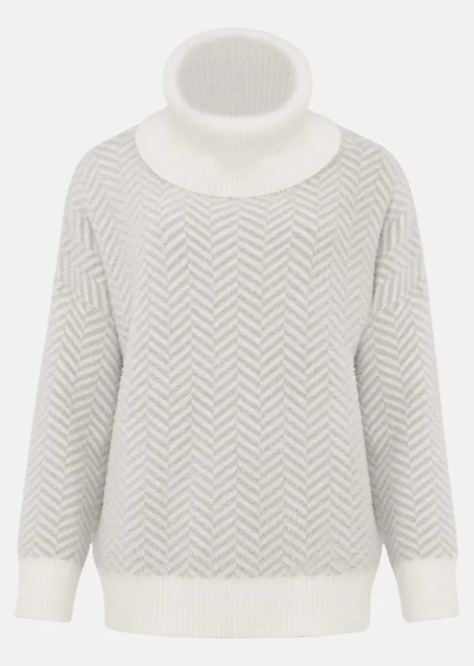 Jess Chevron Jacquard Chunky Jumper Pale Grey Women Phase Eight Knitwear