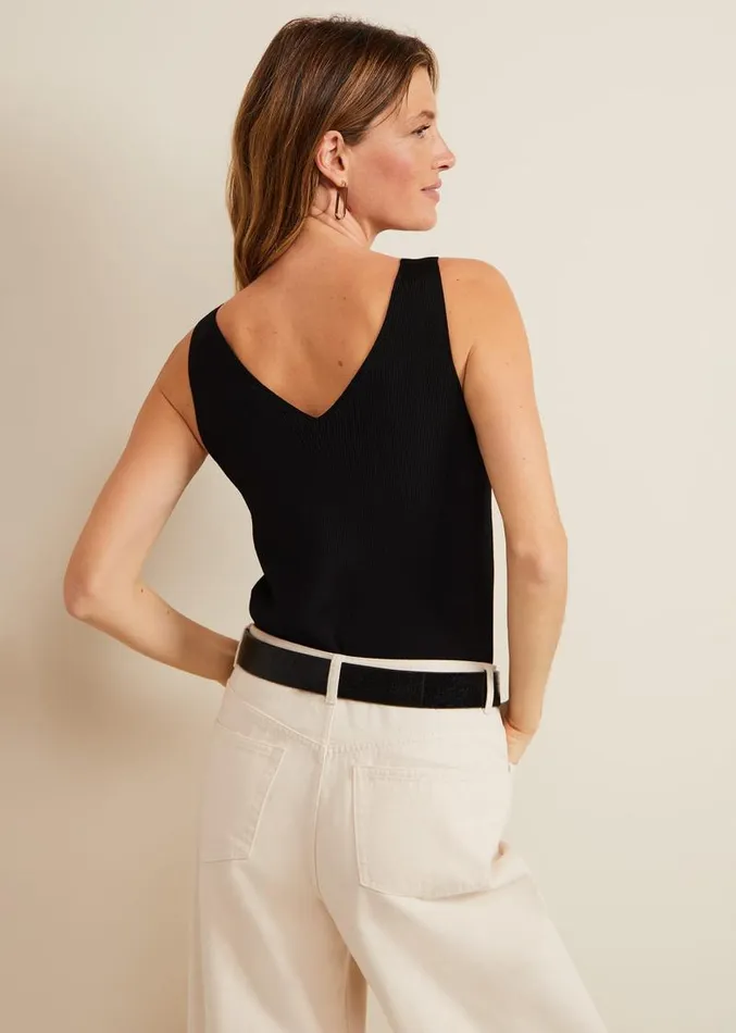 Jessie Ribbed V Neck Cami Black Women Phase Eight Knitwear