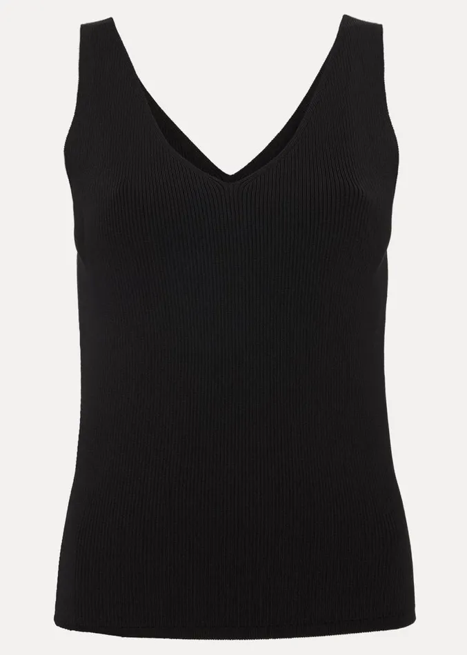 Jessie Ribbed V Neck Cami Black Women Phase Eight Knitwear