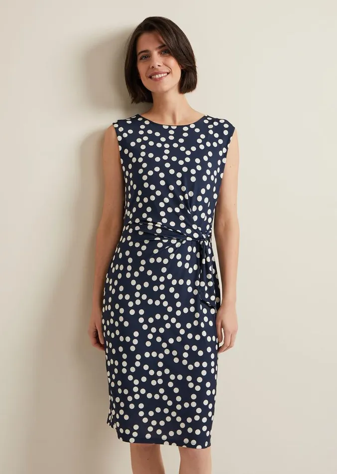 Josey Jersey Spot Bodycon Midi Dress Navyivory Women Phase Eight Dresses