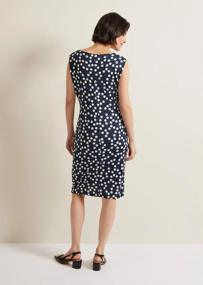 Josey Jersey Spot Bodycon Midi Dress Navyivory Women Phase Eight Dresses